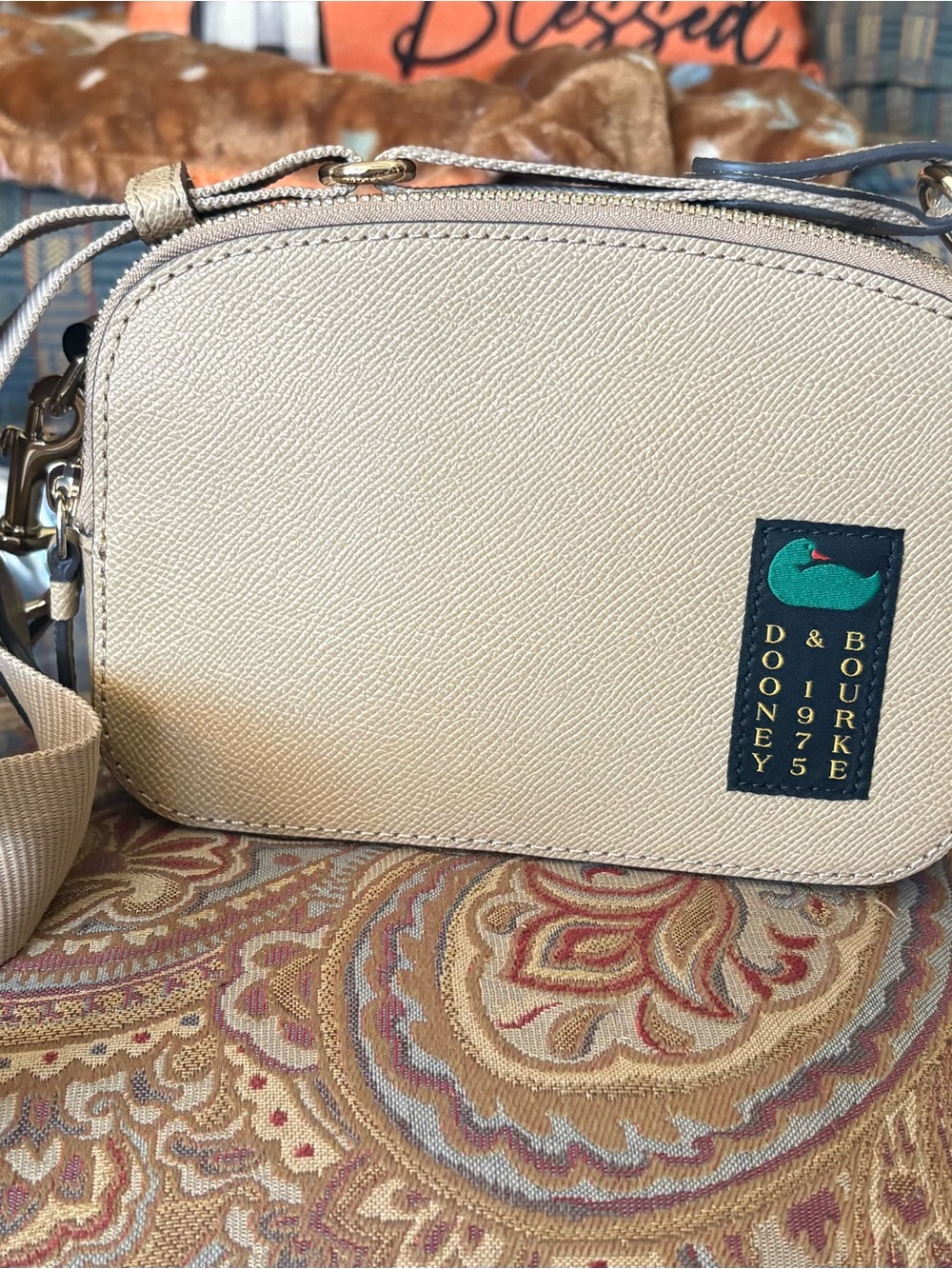Dooney & Bourke Cream Textured Crossbody Bag